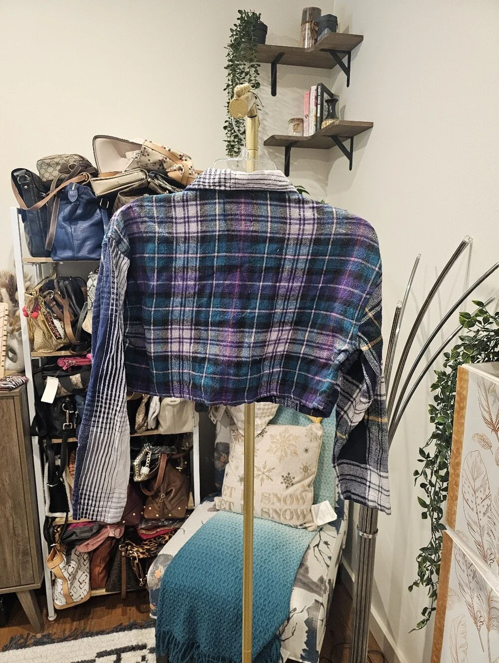 Vintage Plaid Cropped Zip-Front Jacket - Multicolor